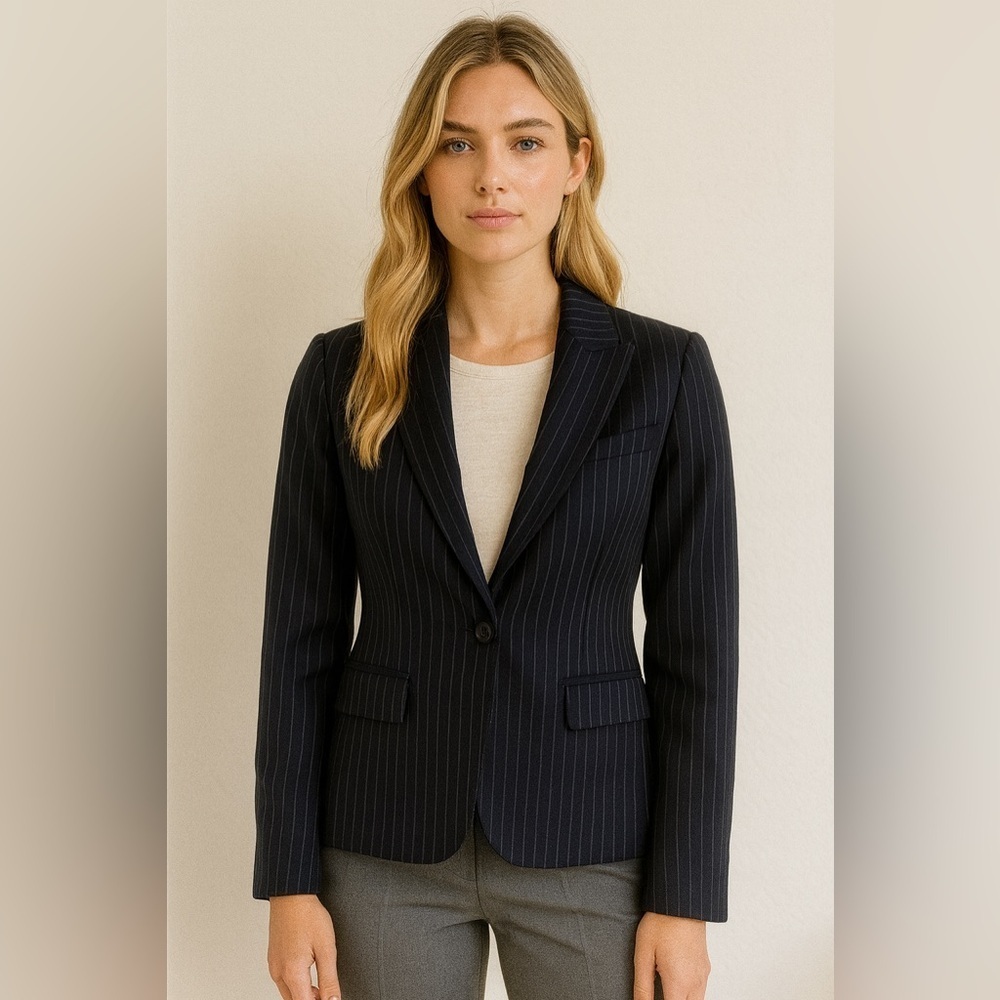 617 NEW Ines De La Fressange Nicoletta Blazer Size 36 Color Navy Blue and White